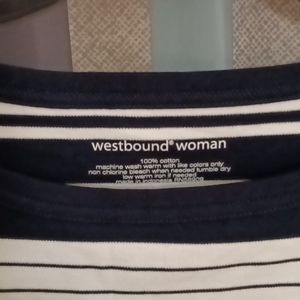 NWT westbound woman black and white striped long sleeve blouse 2X